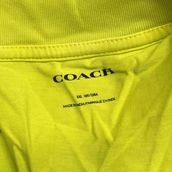 NEW COACH Mens T-Shirt Yellow Size XXXL Pocket Logo Short Sleeve Pullover Cotton - Picture 5 of 10